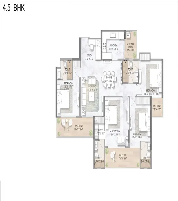 M3M Mansions 3 bhk 2100 floor plan