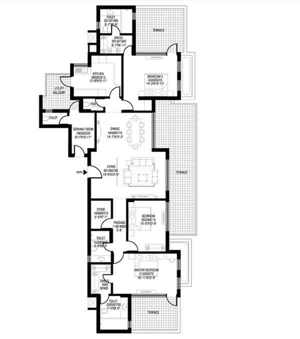 m3m crown 3 bhk 3275 floor plan