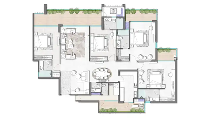 M3M Heights 2 bhk 1475 floor plan